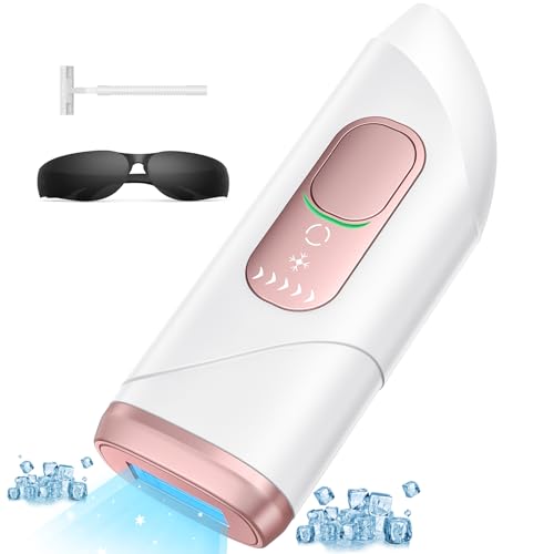 IPL Geräte Haarentfernung Laser mit Kühlfunktion, Unbegrenzten Blitzen Laser Haarentfernung, 600NM Wellenlänge, Haarentfernung Laser für Frauen Männer Women Gesicht Bikinizone Arme Beine Körper, Rose