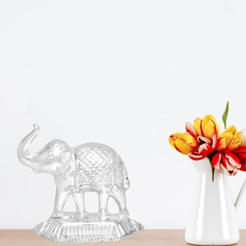 Image of Vail Creation Silver Hathi Vastu Idol Decoration Items for Rahu Pooja Worship | German Silver Elephant