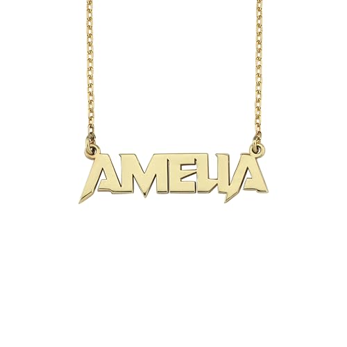 MIONZA 14K Solid Gold Name Necklace