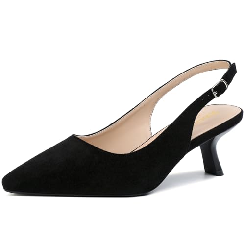 Image of RIBONGZ Sexy Slingback Pumps Elegant Dressy Heels for Women Closed Toe Pointy High Heels Wedding Bride Prom Party Evening Shoes