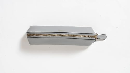 Image of Cockatoo Genuine Leather Pencil Pouch, Accessories holder, Stationery Bag, Zippered Pen Case for Work & Office (Dawn Blue)