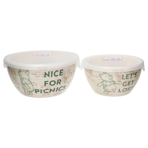 ディズニー 「 くまのプーさん 」 保存容器 レンジパック キャニスター 蓋付き 2点セット 約310ml 560ml 電子レンジ 食洗機対応 100エーカーピクニック 食器 雑貨 グッズ 日本製 3534-03
