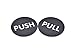 Coppia di segnali circolari adesive push & pull - cartello porta generico in bianco e nero per affari, ristoranti, bar, hotel, scuole, caffè