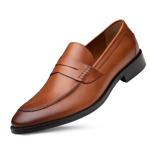 Dunross & Sons Mens Loafer Shoes. Leather Penny Loafer for Men, Slip-On Formal Business Shoes.