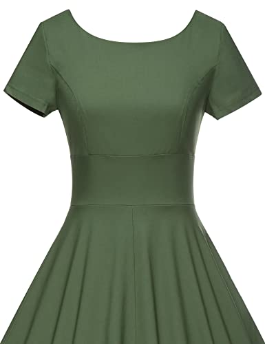 Image of GownTown Women's 1950s Vintage Dresses Short Sleeves Cocktail Stretchy Party Dresses with Pocket
