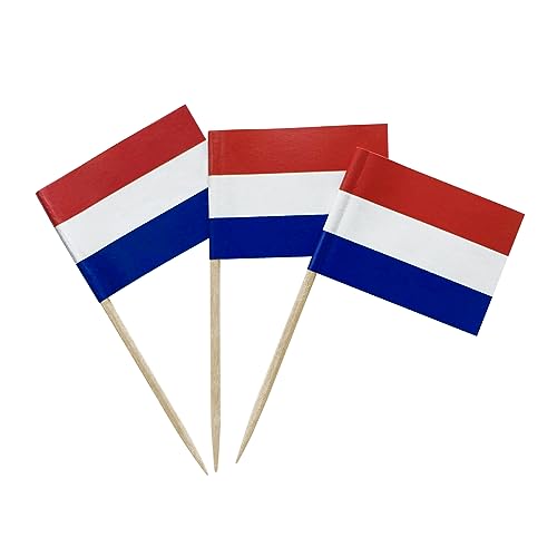 100PCS Netherlands Dutch Small Toothpick Flags Decor Mini Cupcake Toppers Cocktail Picks