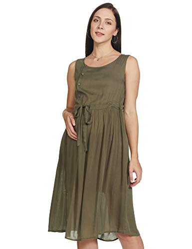 Image of Mine4Nine Women's Rayon A-Line Midi Casual Dress