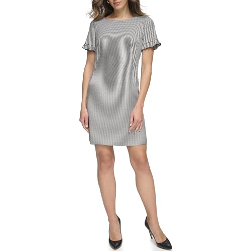 Image of Tommy Hilfiger Women's Tommy Hilfiger Pleated Short Sleeve Scuba Dress