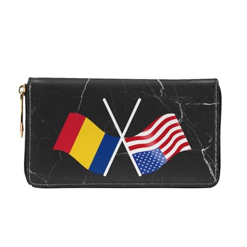 American And Romania Flag Wallet Card Bag3