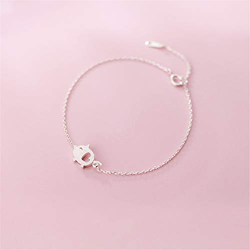 Cute Pig Bracelet for Women Sterling Silver Delicate Matte Porket Hollow Love Heart Charm Link Bracelets Anklets for Pet Lover Animal Keepsake Jewelry Birthday Christmas Gifts for Daughter Niece 8 inch4