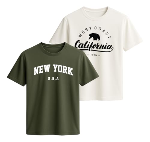 Combo 2 Camisetas Masculinas 100% Algodão Premium VERDE-OFF/EST6G