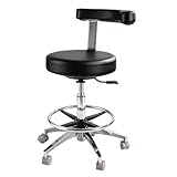 Rolling Stool with Back Support | Heavy Duty Stool 400lbs,2-in-1 Armrest Backrest Adjustable Height Swivel Chair,PU Leather Ergonomic for Dentist Hygienist Tattoo Artist Salon Lab Home Office-black
