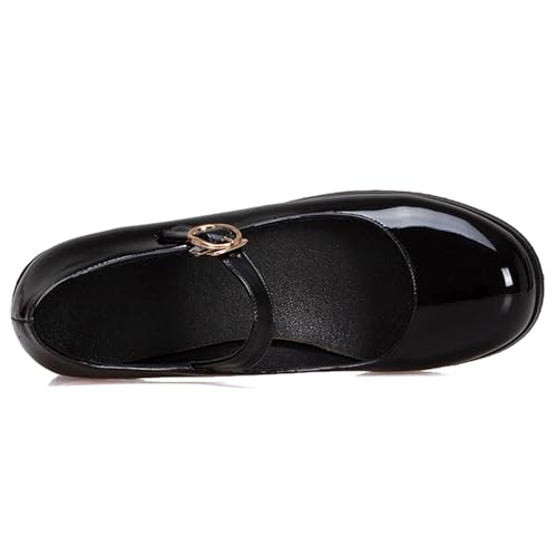 Gicoiz Patent Mary Jane Girls School Low Block Heel Shoes3