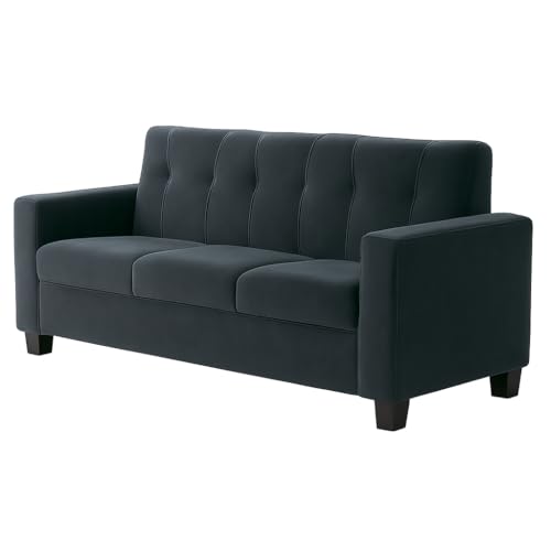 Image of FURNY Asano 3 Seater Fabric Sofa Set (Dark Grey) | Durable Comfort | Modern Design | Ideal for Living Room