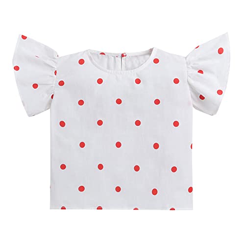 Image of Hopscotch Baby Girls Poly Cotton Solid Half Sleeves Top and Skirt Set in Red Color