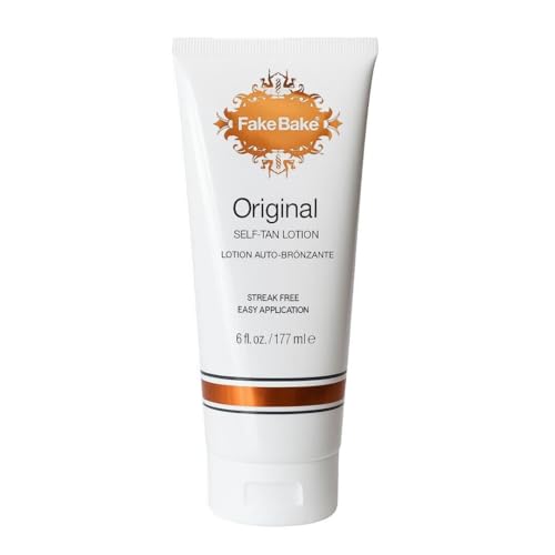 Fake Bake Original Self-Tanning Lotion – Lasting, Natural-Looking Sunless Tanner for All Skin Tones – Streak-Free, Buildable Color for Women & Men – 6 oz