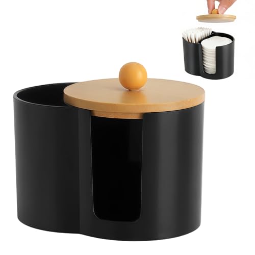 Imagen de LOLANIUT Bastoncillos de algodón negro con tapa de bambú