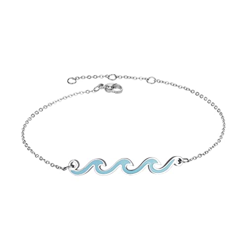 Image of Lauren-Spencer Wave Anklet for Women Gold Silver Plated Beach Ankle Bracelets Ocean Wave Boho Anklets Adjustable Summer Foot Jewelry for Women Birthday Gifts