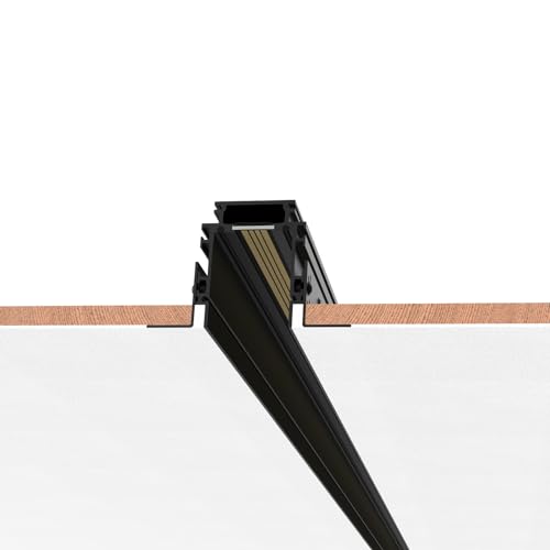 SCON Pista Magnético Lineal con 4 Hilos en Sistemas LED de Riel Magnético Empotrado, Diseño Lineal con Estructura de Aluminio Integrado(Negro/100cm/Sin Transformador Incorporado)