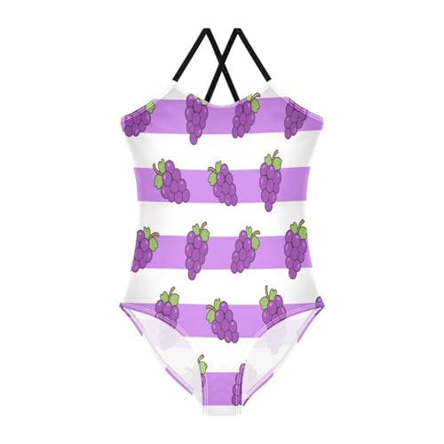 Purple White Striped Grape fruitGirl Swimsuit Toddler Girl Bathing Suit Beach Swimwear trajes de ba?o para ni?as 3t 4t