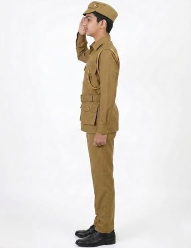 Image of BookMyCostume Cotton Police Community Helper Kids Fancy Dress Costume 8-9 Years, Light Brown