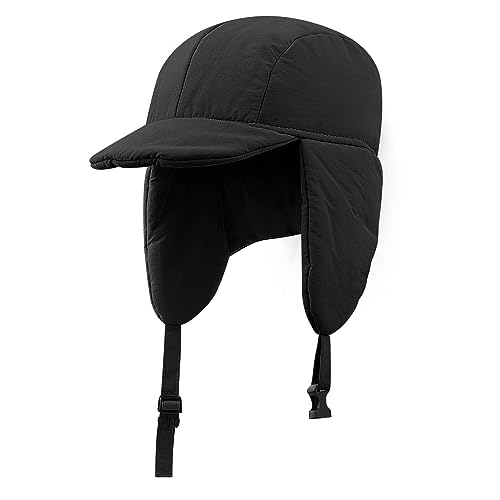 Gorra de béisbol de invierno hombre con orejeras visera negra aviador