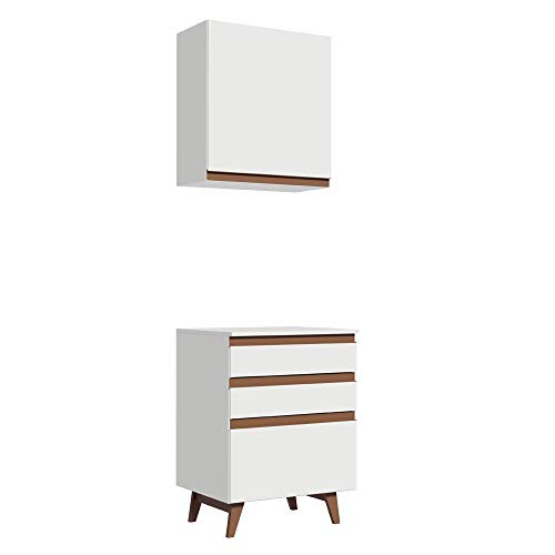 Image of Madesa Engineered Wood Modular Kitchen Set with Cabinets, Ample Storage 60 Cm Wide with 2 Cabinets, 3 Pull-Out Drawers - White
