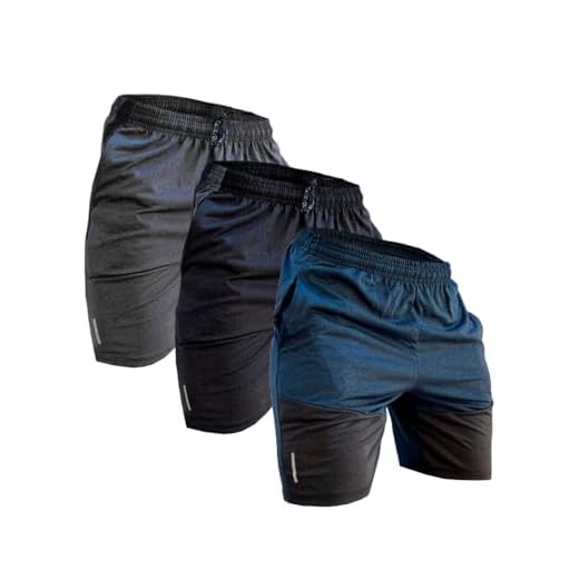 Kit 3 Shorts Masculinos Dry Fit Bermuda Academia Fitness Shorts Treino (BR, Alfa, GG, Regular, Regular, Preto + Cinza + Azul)