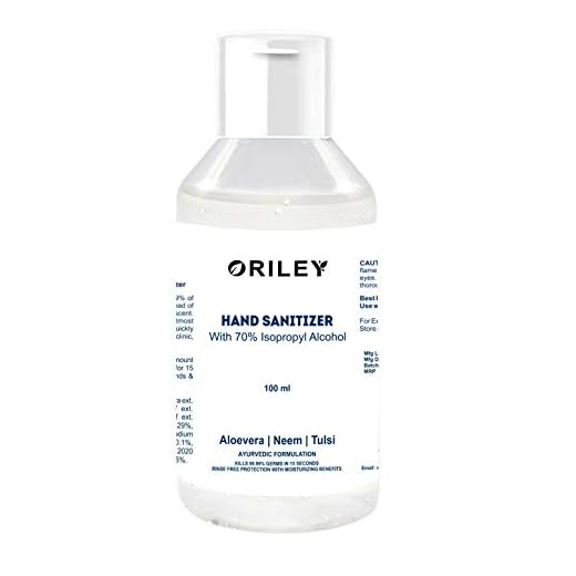 Oriley Waterless Hand Sanitizer 70% Isopropyl Alcohol Based Instant Germ Protection Sanitizing Gel Rinse-free Palm Cleaner Handrub (100ml)