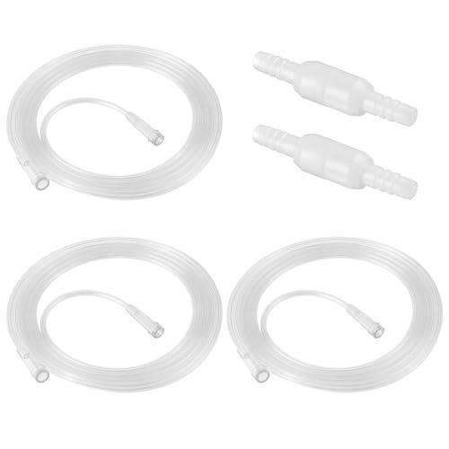 Geiserailie 3 Pack 7Ft Adult Oxygen Tubing with 2 Tubing Connector, Soft Oxygen Tube with Connector, High Flow Tube Hose for Breathing, Non Kinking Lightweight for Adult (Transparent)