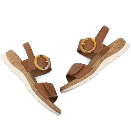 Image of UBFEN Womens Low Wedge Walking Sandals with Arch Support | Open Toe Sandals Adjustable Instep and Ankle Straps for Summer Everyday Outfits, Travel,Vacation