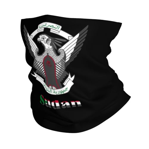 Sudan Sudanese National Emblem Balaclava Bandana Neck Gaiter Face Mask for Men Women Shield Scarf Face Mask Seamless Uv Protection for Motorcycle Cycling Riding Running Headbands White