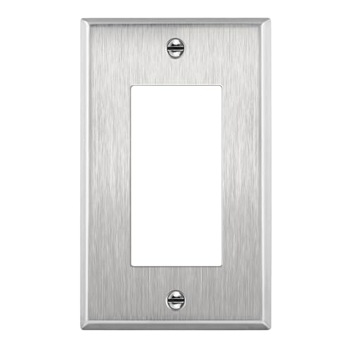 ENERLITES Decorator Switch or Receptacle Outlet Metal Wall Plate Corrosion Resistant Size 1-Gang 4.50 x 2.76 UL Listed 7731 430 Stainless Steel Silver