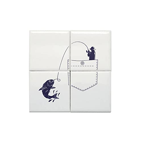 Carreaux céramique décoratif lot de 4 poisson 30x30 cm