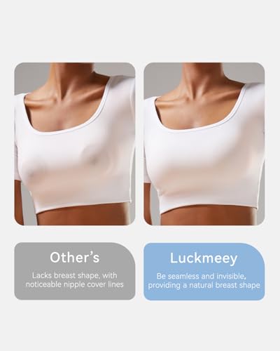 Image of LUCKMEEY Nipple Covers for Women, Ultra-Thin Reusable Silicone Pasties | Adhesive, waterproof silicone covers with tapered edges and travel case; two sizes designed for AA-E cups