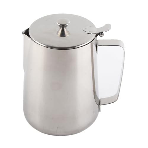Nimomo Jarra Espumadora de Leche, Jarra De Espuma Leche, Taza de café Acero Inoxidable, para con Tapa Arte Leche (600ml)