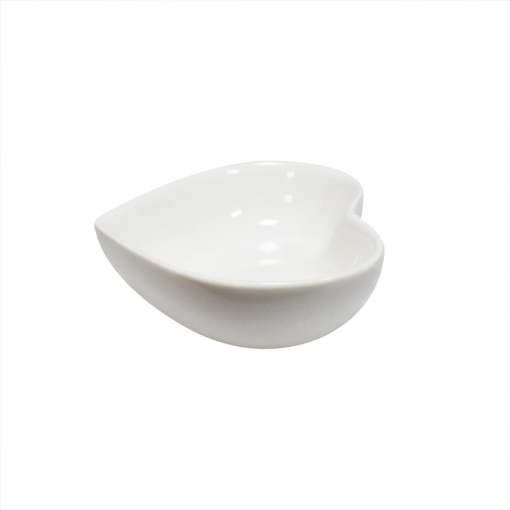 White 6 pcs Heart Shaped Porcelain Soy Sauce Dish Ceramic Dip Dipping Bowls 1.65 oz for Dinner Baking BBQ and Cooking