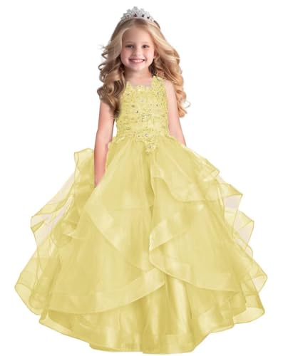 Flower Girl Dress Tulle Pageant Dresses for Girls Lace Appliques First Communion Dresses Kids Party Ball Gowns