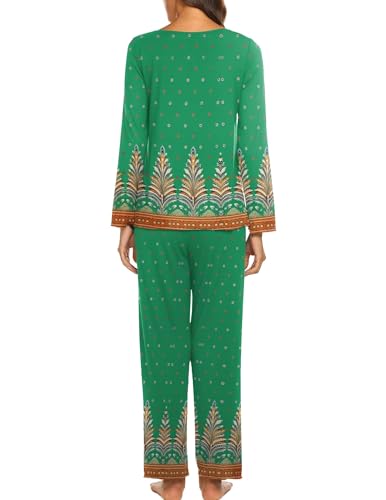 Image of Ekouaer Womens Pajama Sets 2 Piece Lounge Set Fall Winter Pajamas Long Sleeve Pjs Top and Pants Soft Pj Sets Loose Sleepwear