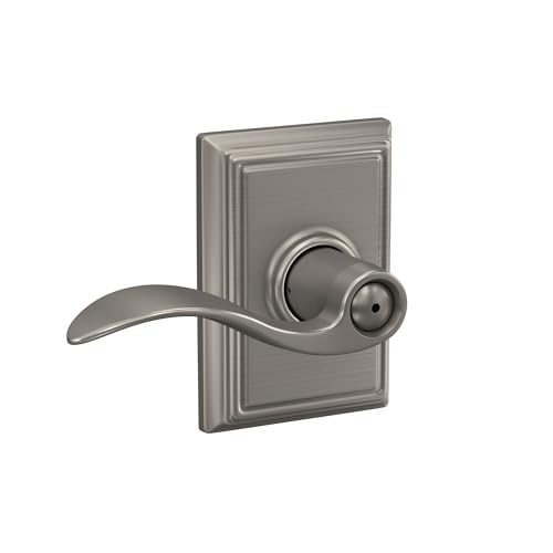 Image of Schlage F40 ACC 619 ADD Accent Door Lever with Addison Trim, Bed & Bath Privacy Lock, Satin Nickel