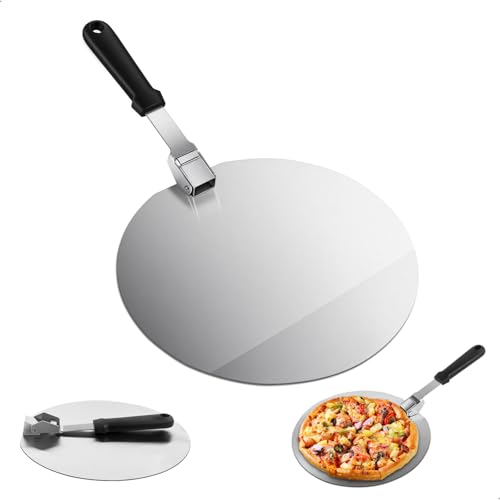 jinminamz 10 Pulgadas Pala Pizza, Plegable Asa Pala para Pizza, Pala para pizzas de Acero Inoxidable, Apta para Transferencia Focaccia, Pan Tostado, Tartas (30.5 * 29.5cm)