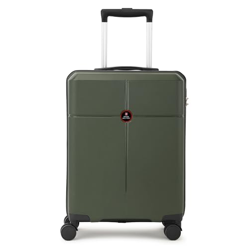 Image of SWISS MILITARY Jazz 55cm Hard Luggage Trolley Bag with 45L Capacity, 360 Rotatable Wheels, 3 Dial Lock and a Durable PP Body, Lightweight, Stylish and Secured, Suitcase Bags for Travel - Olive