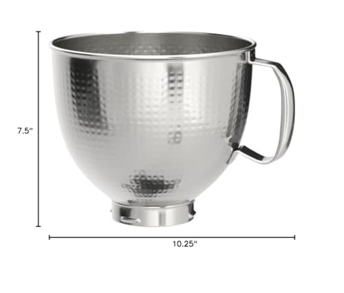 Image of KitchenAid 5 Quart Stainless Steel Bowl for all 4.5-5 Quart Tilt-Head Stand Mixers KSM5SSBHM, Hammered Stainless