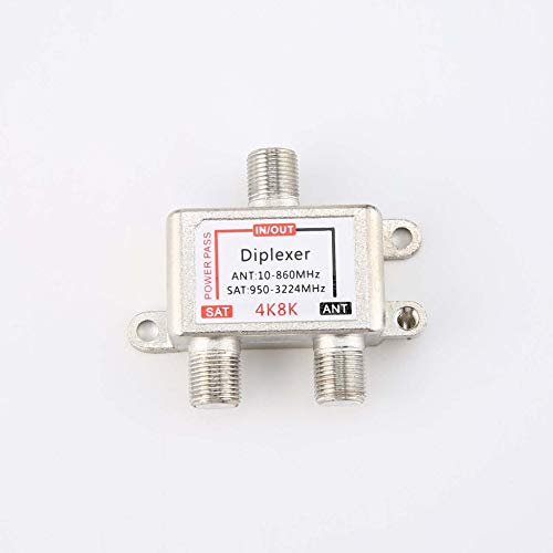 Diplexor 4K8K Sat/Ant Cable de 10-3224MHz y se�al de TV satelital Separador h�brido Separaci�n satelital y se�ales de RF - Plateado - 1