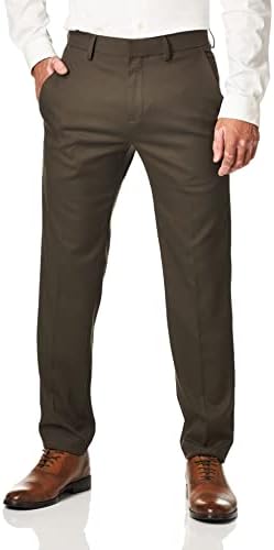 Kenneth Cole REACTION Men's Shadow Check Stretch Slim Fit Dress Pant, Brown, 36Wx30L
