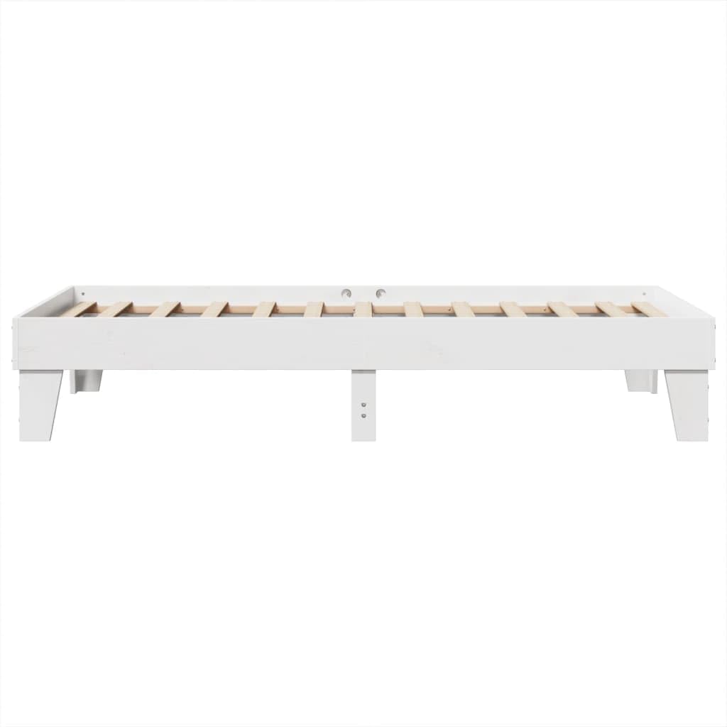 Legno Massello di Pino Rustico Giroletto Singolo 90x190 Bianco | Letto senza Materasso Bianco 90x190 cm Legno Massello Pino Girolletto con Base a Doghe Contenitore per Camera da Letto