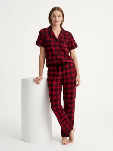 Image of NAP BOUND 100% Cotton Women Pajama Sets Button Down Short Sleeve Sleepwear Soft Pjs 2 Piece Lounge Set with Pocket XS-XXL