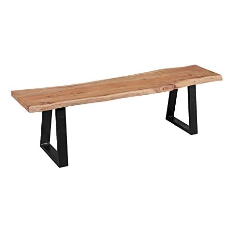 Wohnling Esszimmer-Bank Gaya Baumstamm Massivholz Akazie 160 x 45 x 40 cm | Robuste Naturholz Küchenbank mit hoher Stabilität | Echtholz Essbank mit Baumkante | Holzbank im Landhaus-Stil Cover