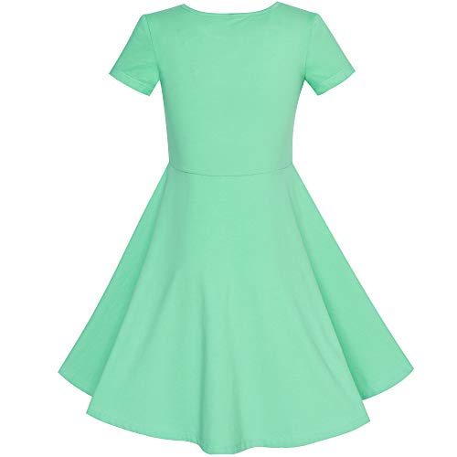 Image of Sunny Fashion Girls Dress Colorful Striped Knitted Cotton Stretch School