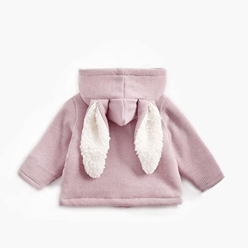 Toddler Baby Boys Girls Long Sleeve Solid Ribbed Rabbit Ear Hooded Jacket Thick Coat Outer Outwear Clothes2